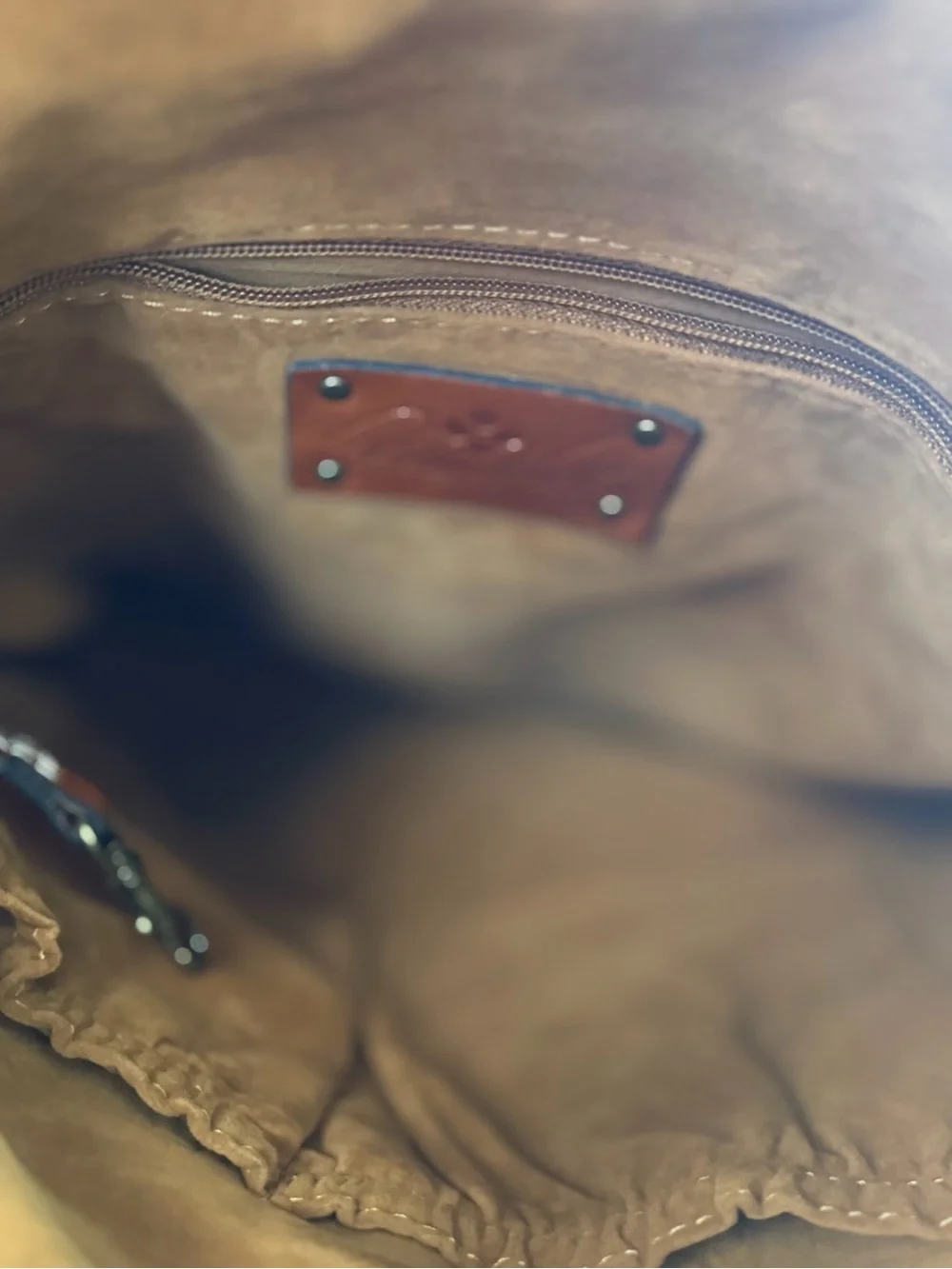 Patricia Nash Luzille Leather Convertible Backpack Tote Tan